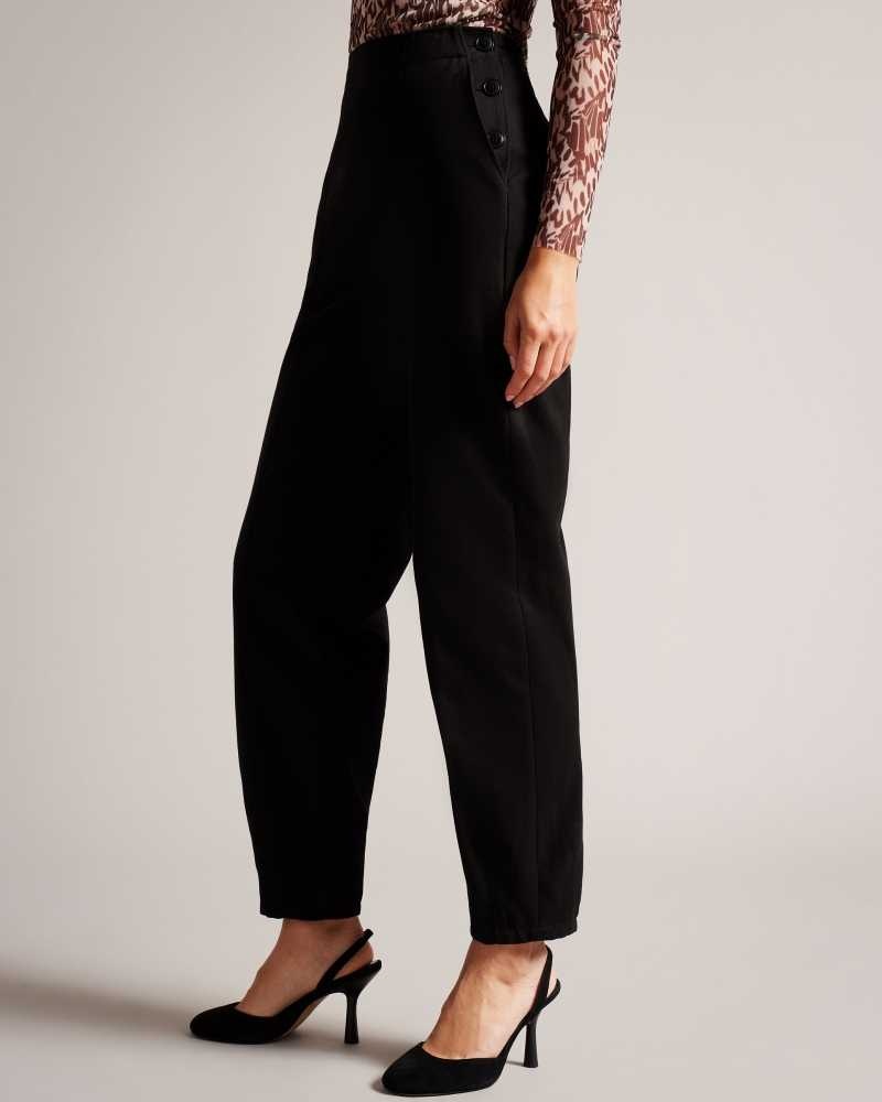 Black Ted Baker Eliona Barrel Trousers With Pin Tuck Detail | ZA0001491