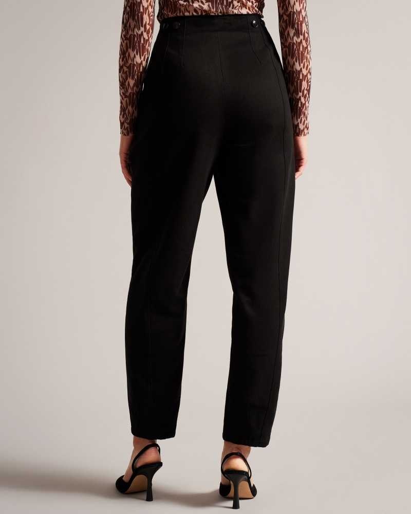 Black Ted Baker Eliona Barrel Trousers With Pin Tuck Detail | ZA0001491