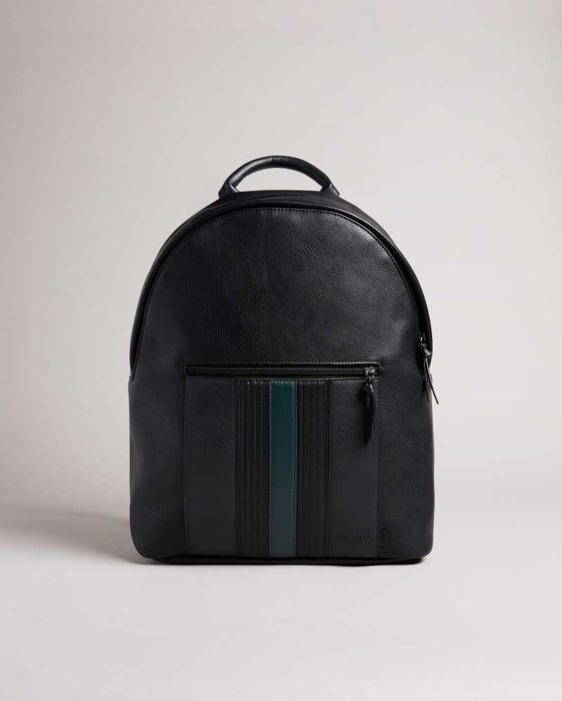 Black Ted Baker Esentle Striped PU Backpack | ZA0000289