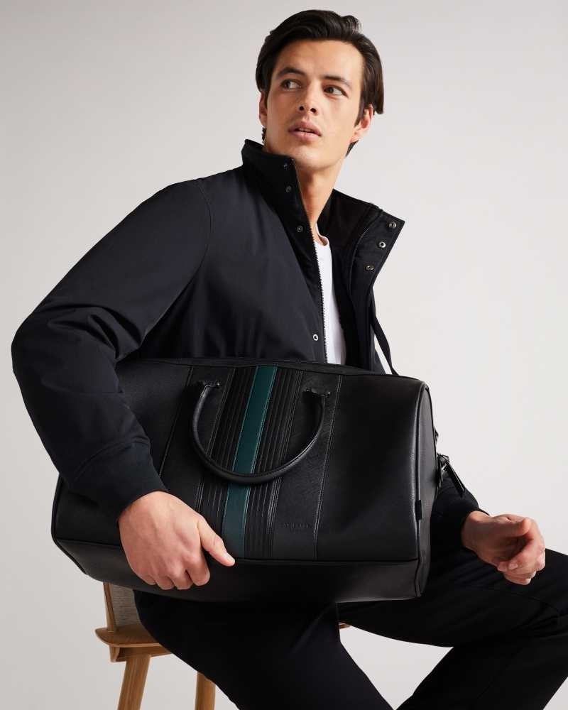 Black Ted Baker Evyday Striped PU Holdall | ZA0000529