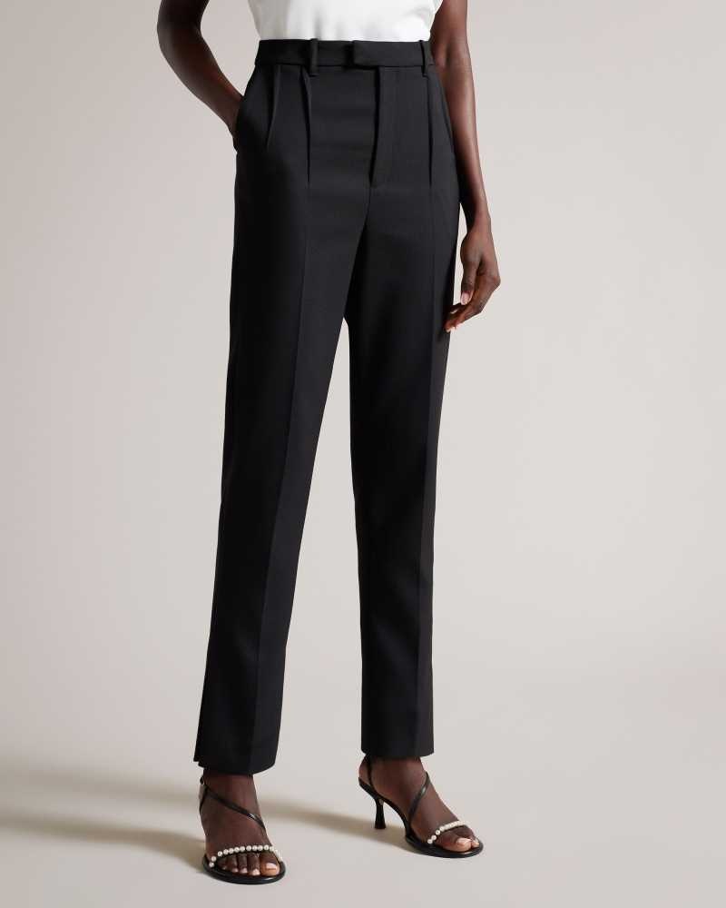 Black Ted Baker Frittat Tailored Cigarette Trousers With Darts | ZA0001521