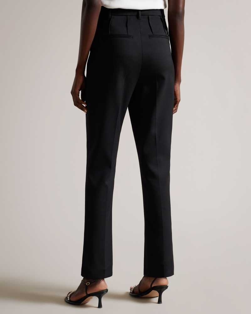 Black Ted Baker Frittat Tailored Cigarette Trousers With Darts | ZA0001521