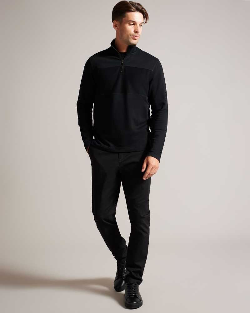 Black Ted Baker Gazine Long Sleeve Half Zip Pullover | ZA0000763