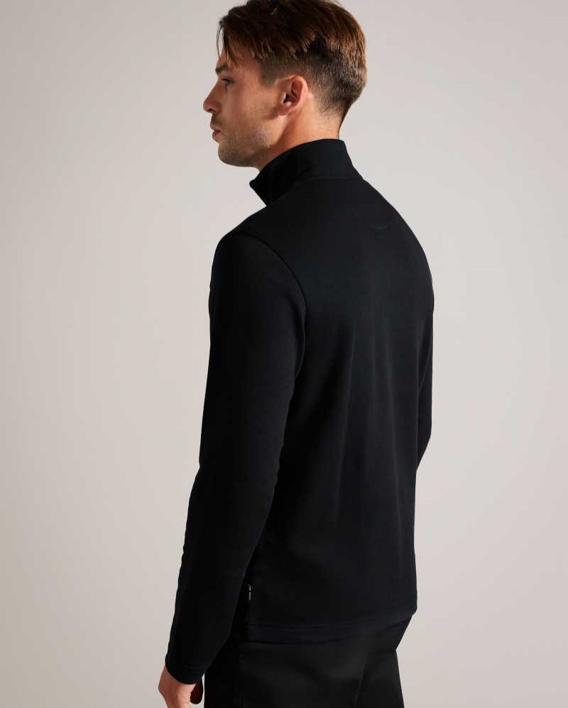 Black Ted Baker Gazine Long Sleeve Half Zip Pullover | ZA0000763