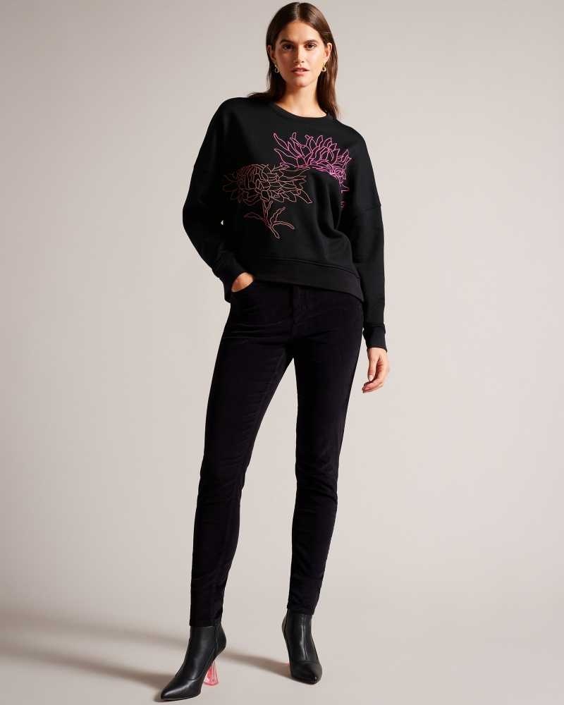 Black Ted Baker Genno Graphic Sweatshirt | ZA0001402