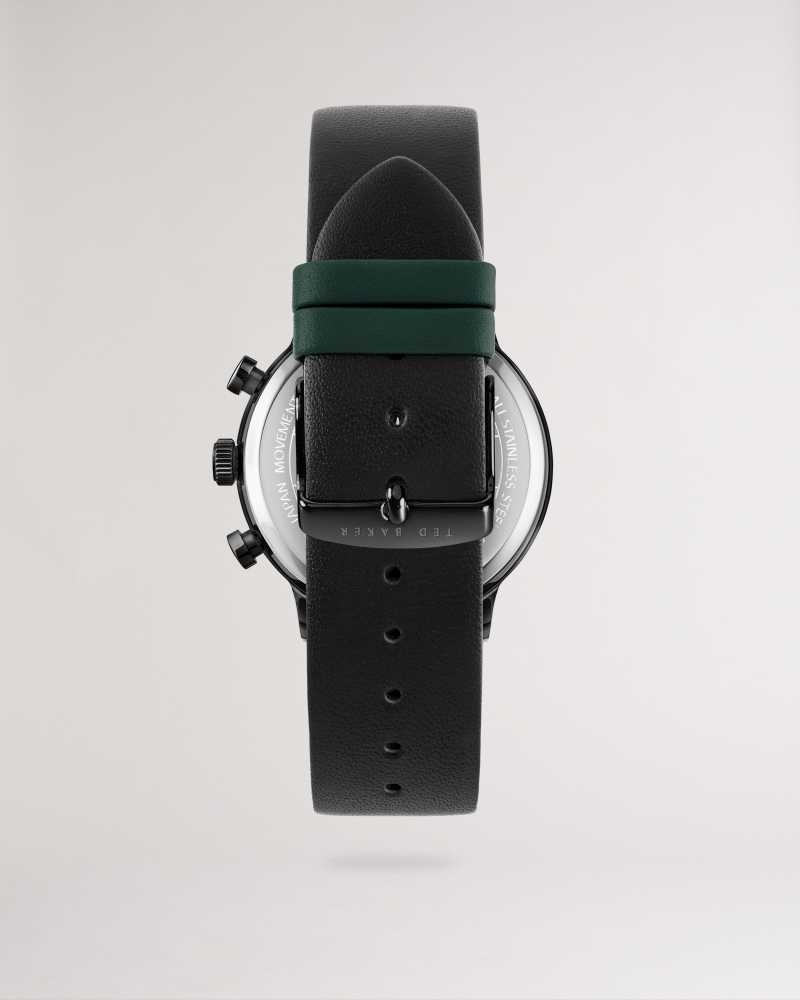 Black Ted Baker Huras Black Smooth Leather Strap Watch | ZA0002110