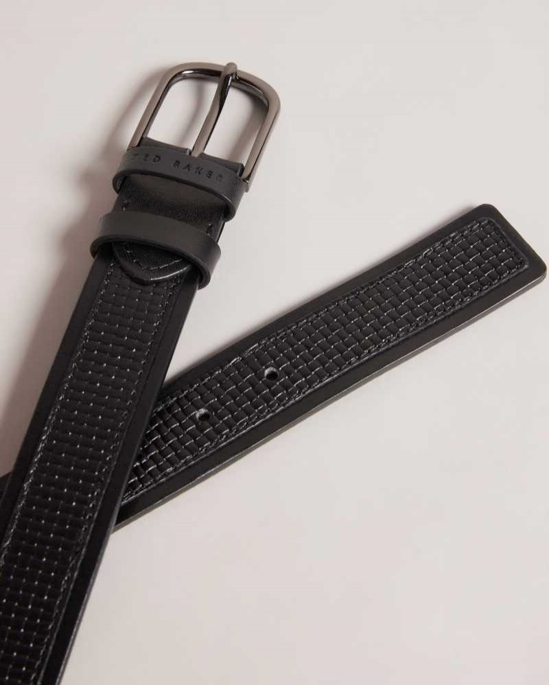 Black Ted Baker Jawdun Woven Leather Belt | ZA0001741