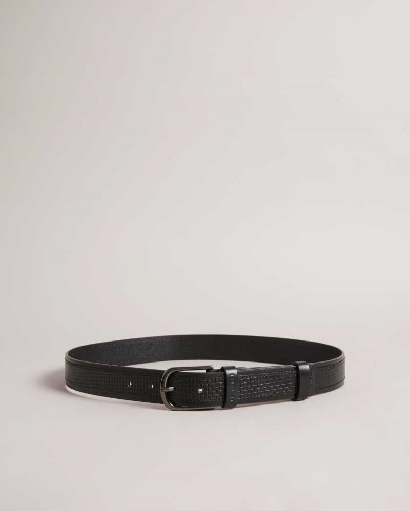 Black Ted Baker Jawdun Woven Leather Belt | ZA0001741