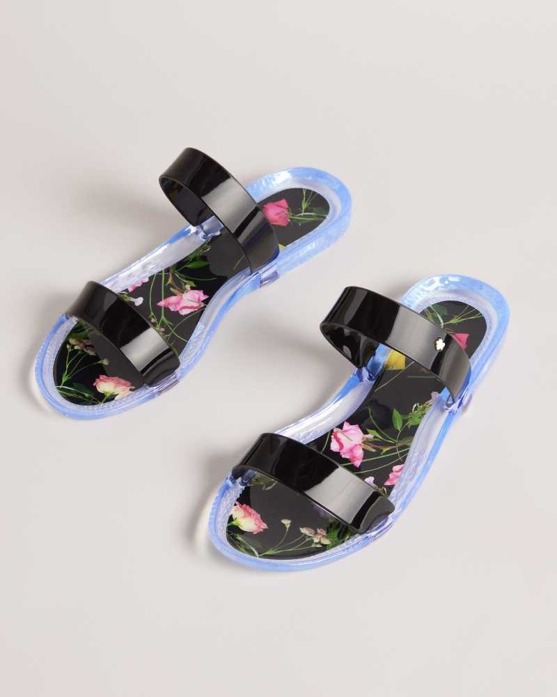 Black Ted Baker Jellina Double Strap Jelly Sliders | ZA0001694