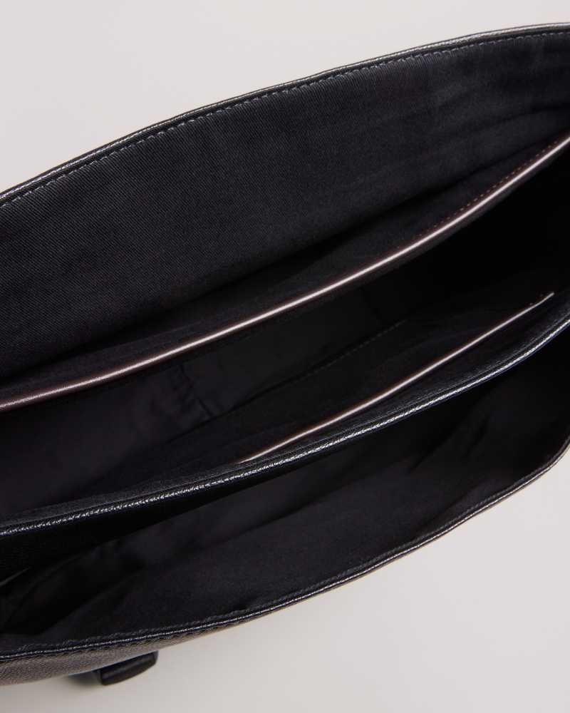 Black Ted Baker Josper Faux Leather Messenger Bag | ZA0000540