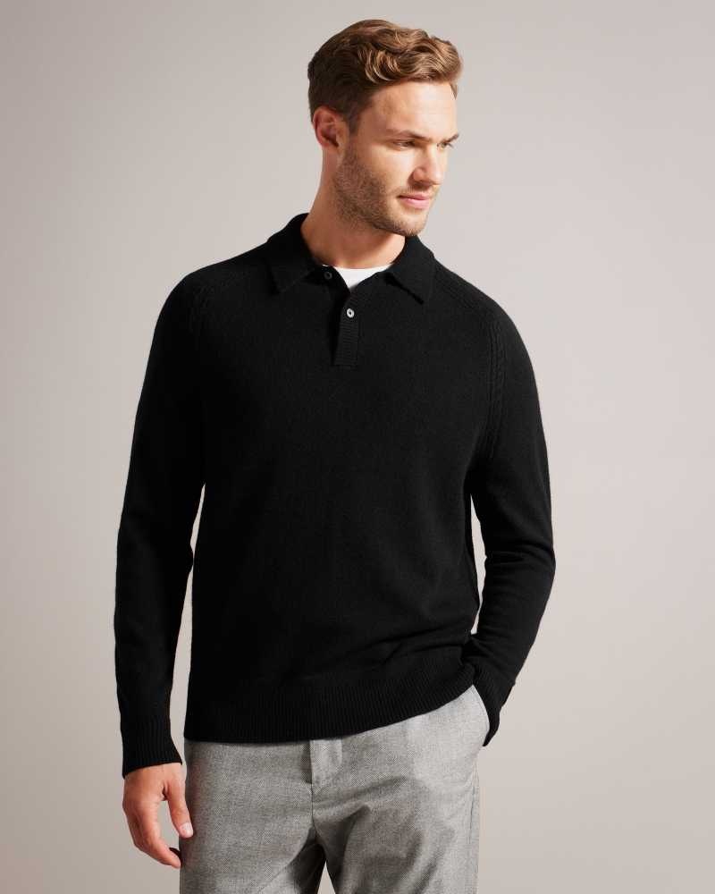 Black Ted Baker Karolt Cashmere Polo Neck Jumper | ZA0000745