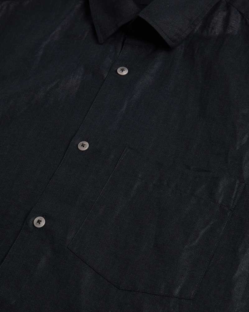 Black Ted Baker Kingfrd Short Sleeve Linen Shirt | ZA0000959