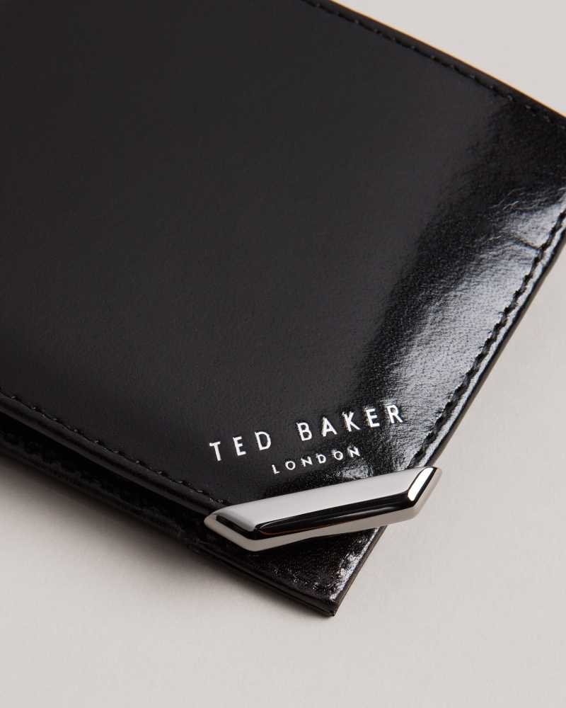 Black Ted Baker Kornerr Metal Corner Bifold Coin Wallet | ZA0000491