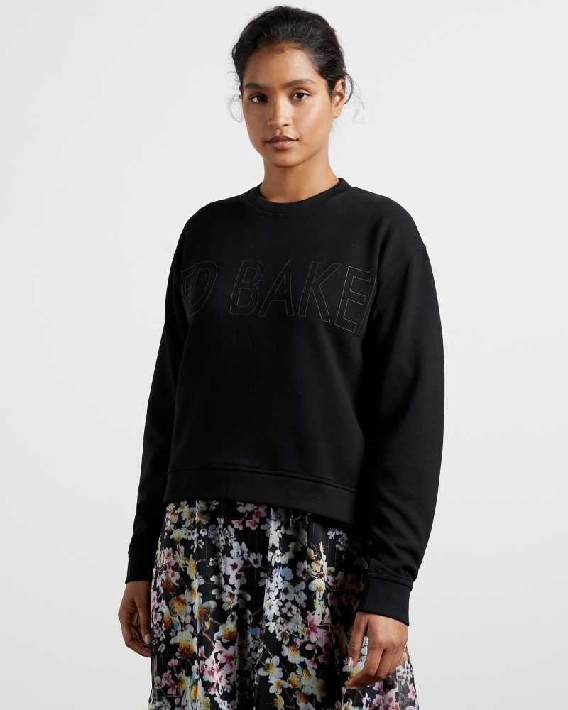 Black Ted Baker Lorito Logo Sweatshirt | ZA0001297