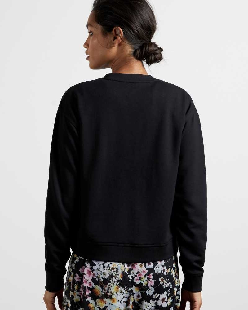 Black Ted Baker Lorito Logo Sweatshirt | ZA0001297