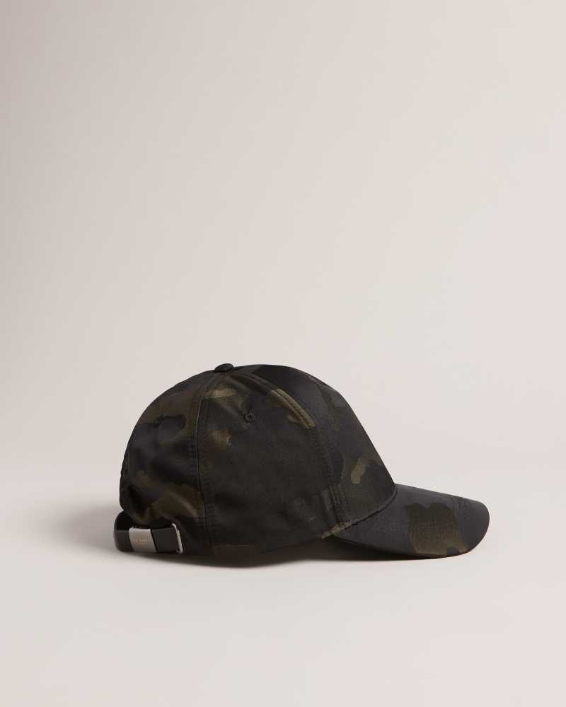 Black Ted Baker Maiisun Camo Printed Cap | ZA0001841