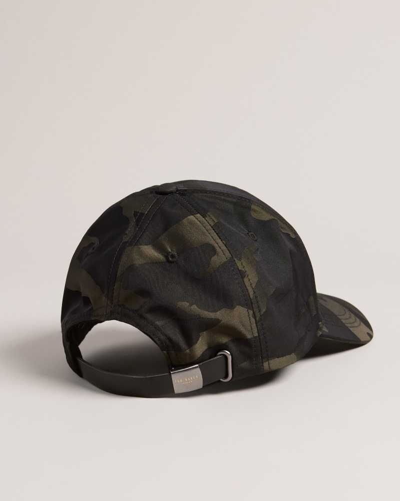 Black Ted Baker Maiisun Camo Printed Cap | ZA0001841