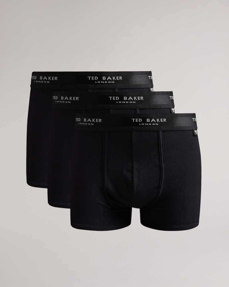 Black Ted Baker Marcc Three Pack Of Cotton Trunks | ZA0001583