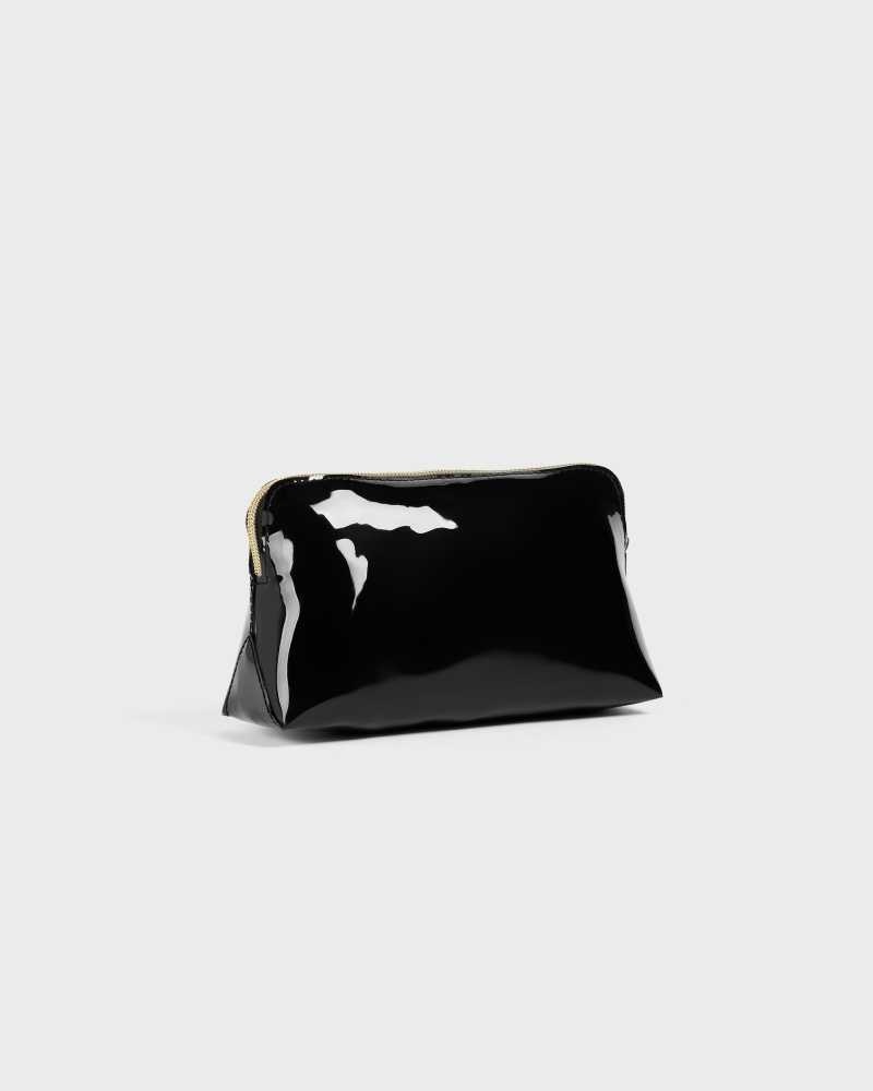 Black Ted Baker Nicolai Glossy Bow Embellished Makeup Bag | ZA0000333