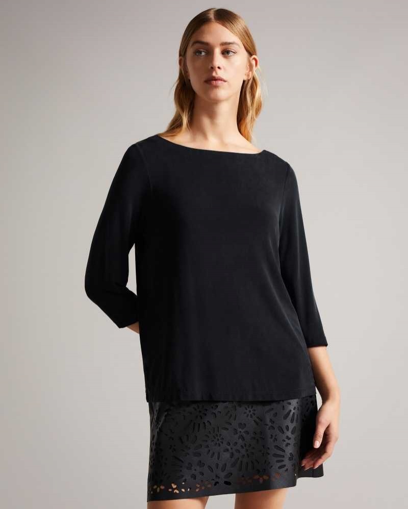 Black Ted Baker Niylah Twist Back Jersey Top | ZA0001306