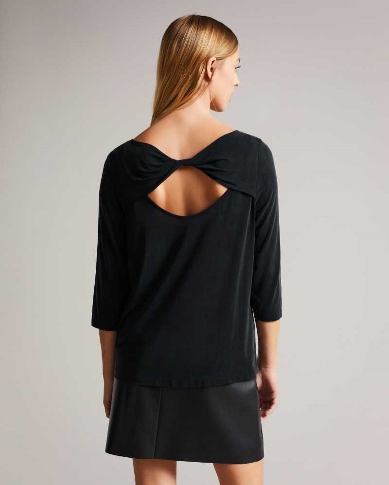 Black Ted Baker Niylah Twist Back Jersey Top | ZA0001306