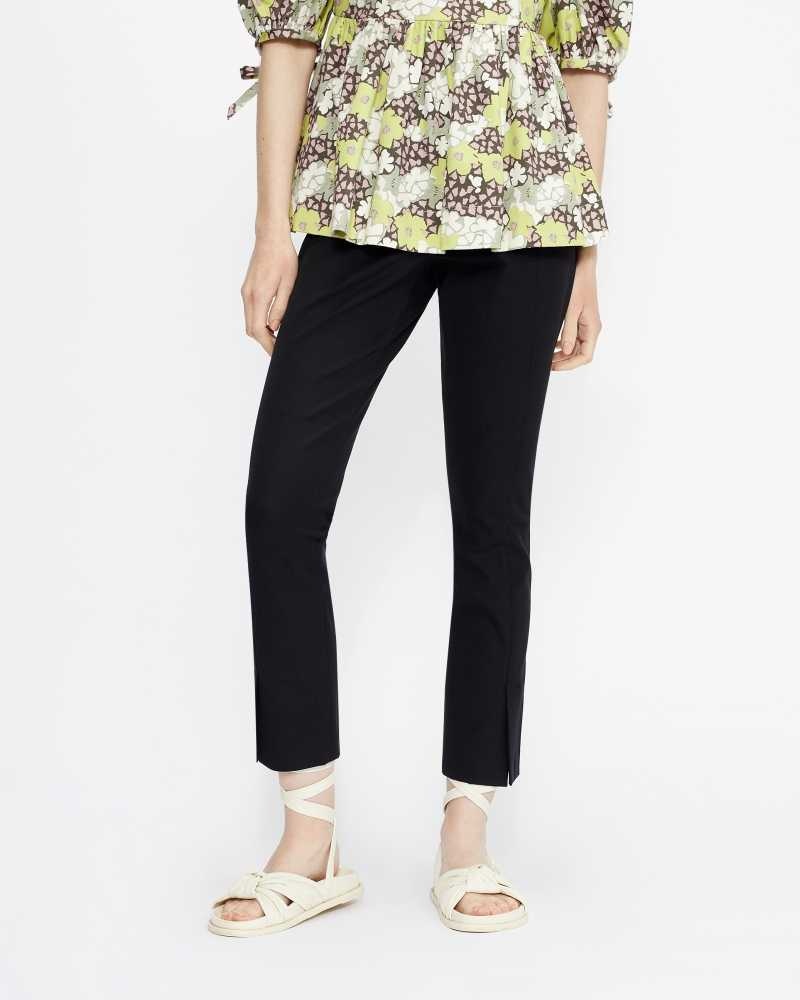 Black Ted Baker Ozete Slit Detail Trousers | ZA0001500