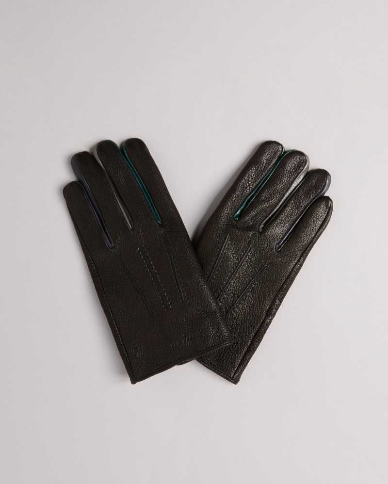 Black Ted Baker Parmed Leather Gloves | ZA0001821