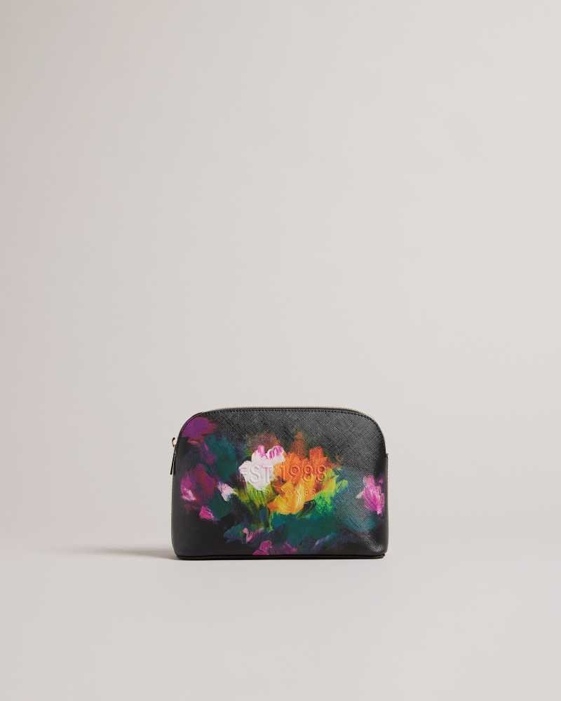 Black Ted Baker Perycon Art Print Makeup Bag | ZA0000334