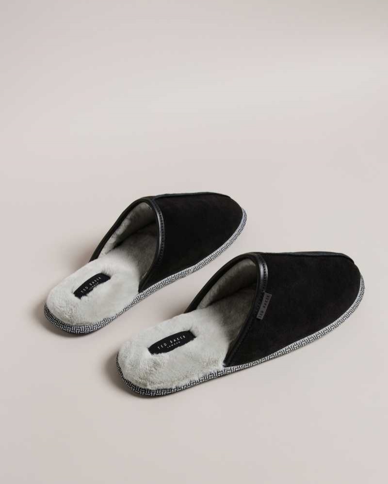 Black Ted Baker Peterr Suede Mule Slipper | ZA0001698