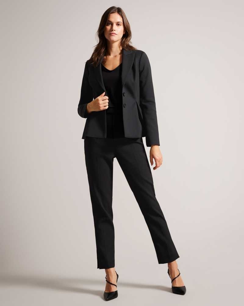 Black Ted Baker Philiya Peplum Waist Suit Jacket | ZA0000657