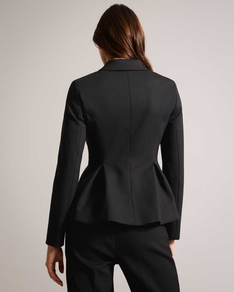 Black Ted Baker Philiya Peplum Waist Suit Jacket | ZA0000657