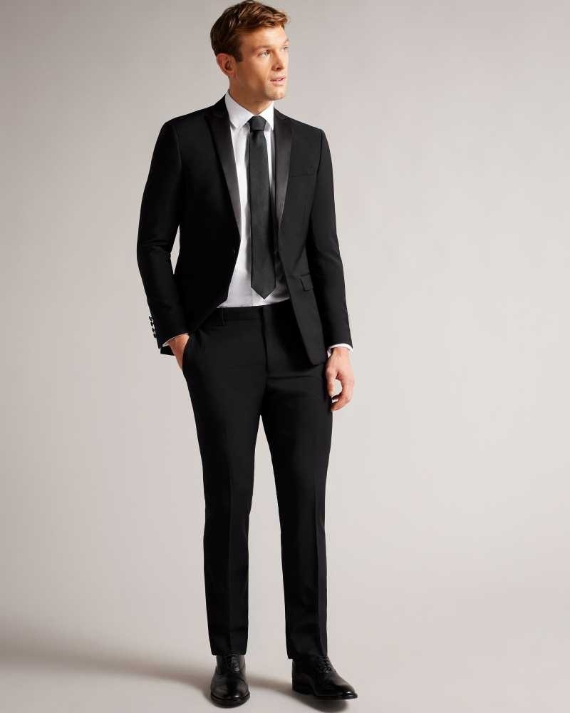 Black Ted Baker Pinejs Slim Fit Tuxedo Suit Jacket | ZA0001106