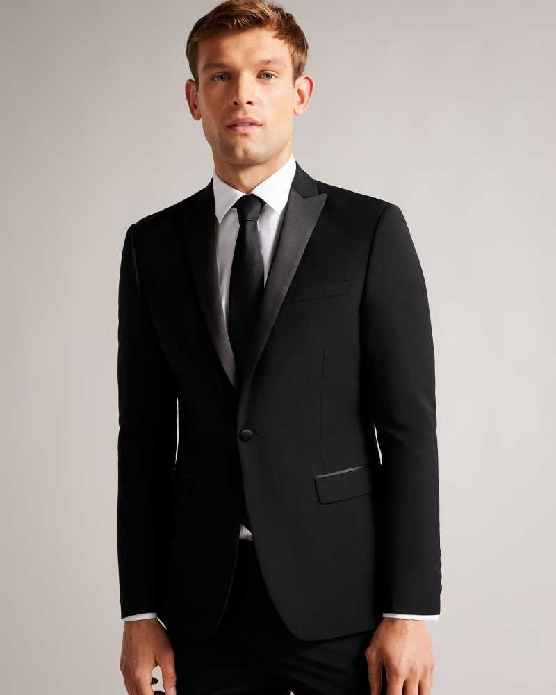 Black Ted Baker Pinejs Slim Fit Tuxedo Suit Jacket | ZA0001106