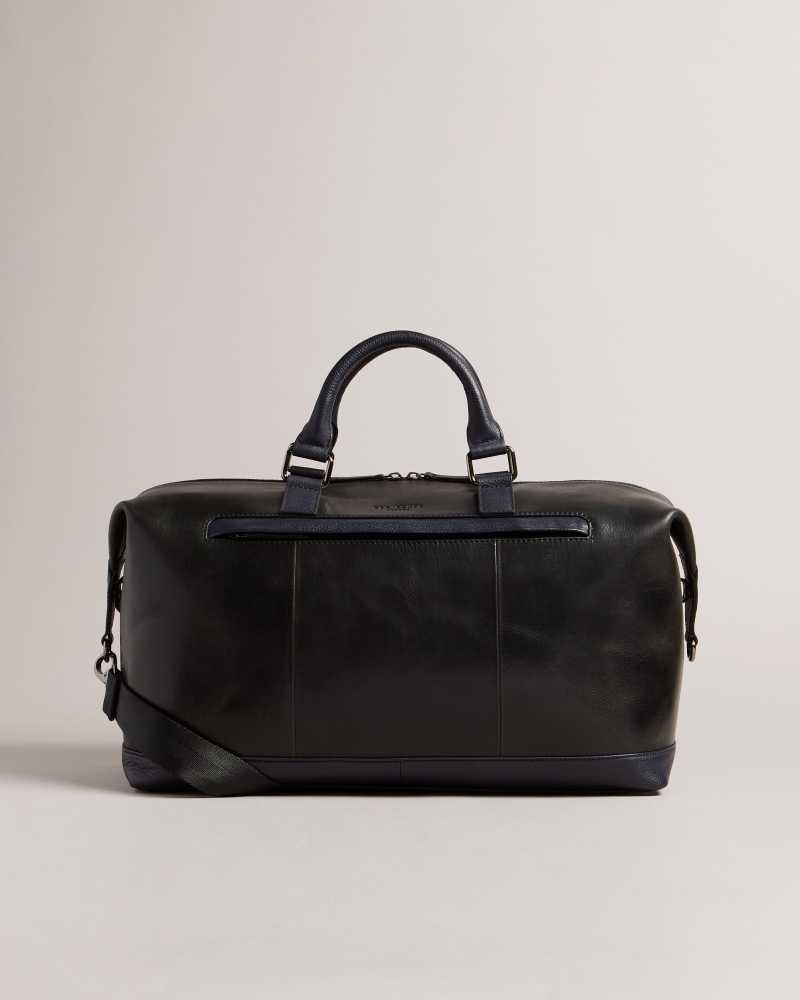 Black Ted Baker Raygon Leather Holdall With Webbing Strap | ZA0000527