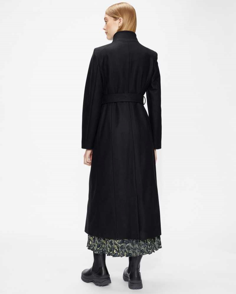 Black Ted Baker Rosell Long Length Wool Wrap Coat | ZA0000630