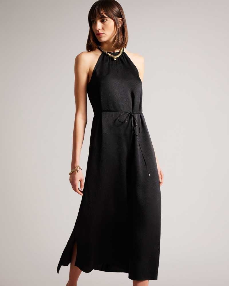 Black Ted Baker Roxieyy Halterneck Midaxi Dress | ZA0000224