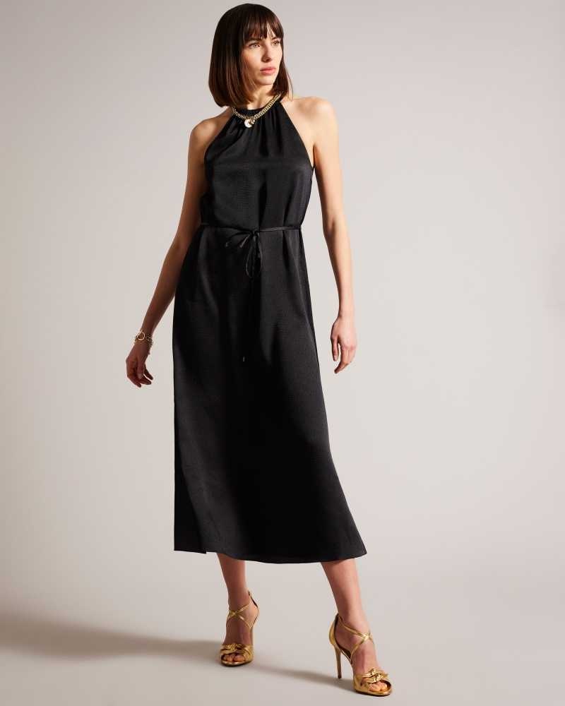 Black Ted Baker Roxieyy Halterneck Midaxi Dress | ZA0000224