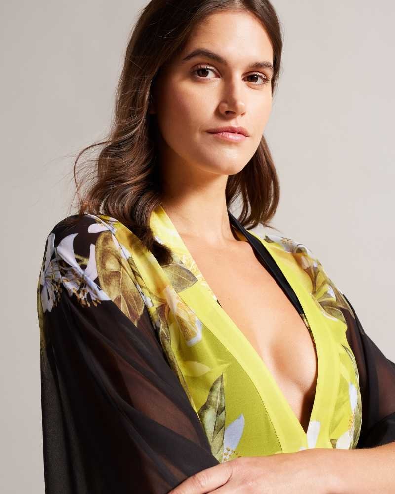 Black Ted Baker Sopheya Lemon Print Maxi Cover Up | ZA0001206