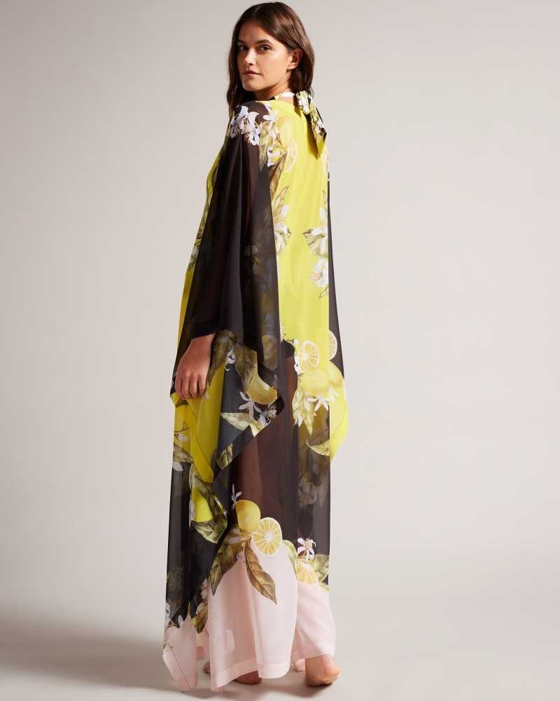 Black Ted Baker Sopheya Lemon Print Maxi Cover Up | ZA0001206