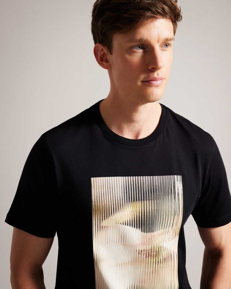 Black Ted Baker Species Short Sleeve Abstract Graphic T-Shirt | ZA0001235