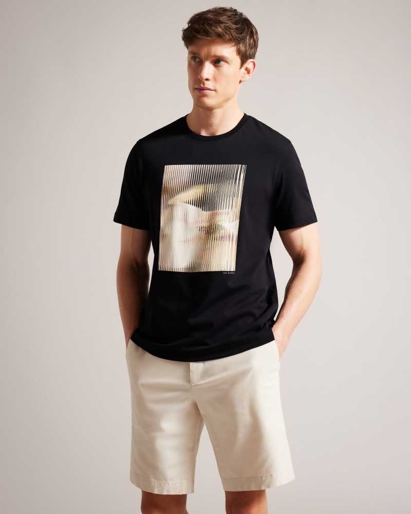 Black Ted Baker Species Short Sleeve Abstract Graphic T-Shirt | ZA0001235