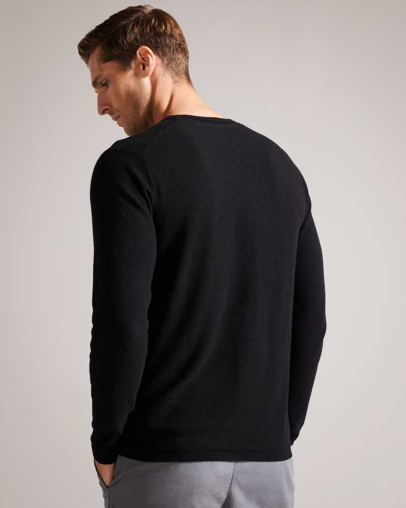 Black Ted Baker Staylay Textured crew neck jumper | ZA0000753