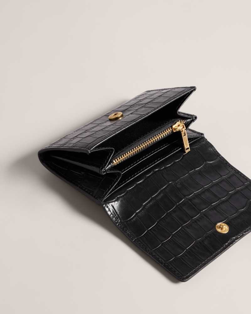 Black Ted Baker Sten Leather Imitation Croc Purse | ZA0000402