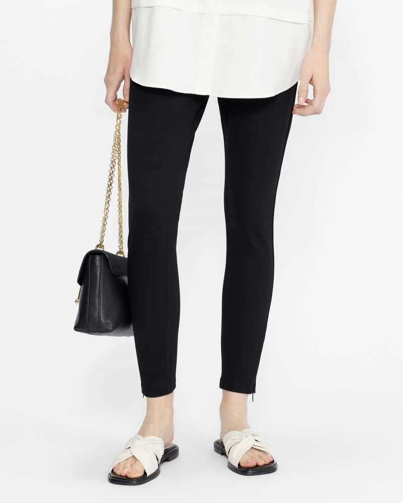 Black Ted Baker Strenti Skinny Zip Cuff Ponti Jeggings | ZA0001530