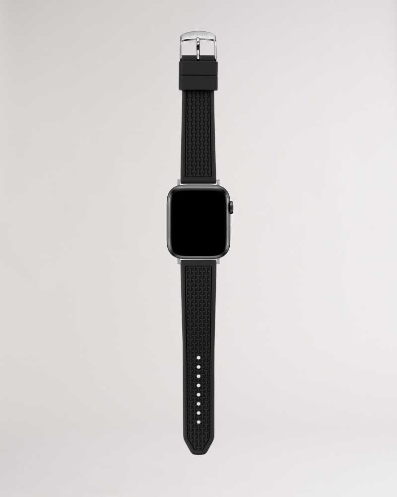 Black Ted Baker Stropus Black Silicone Apple Watch Strap | ZA0002096