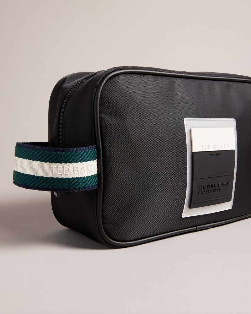 Black Ted Baker Tabcard Nylon Washbag | ZA0000524