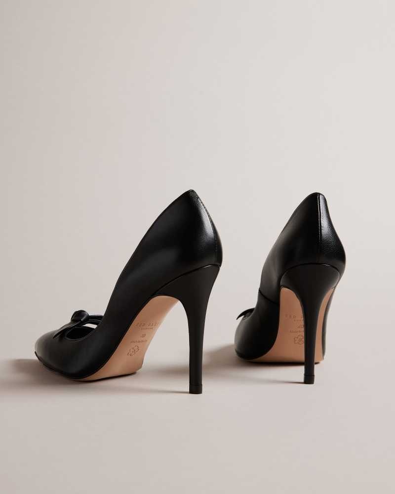 Black Ted Baker Teliah Leather Bow Embellished Court Heels | ZA0001629