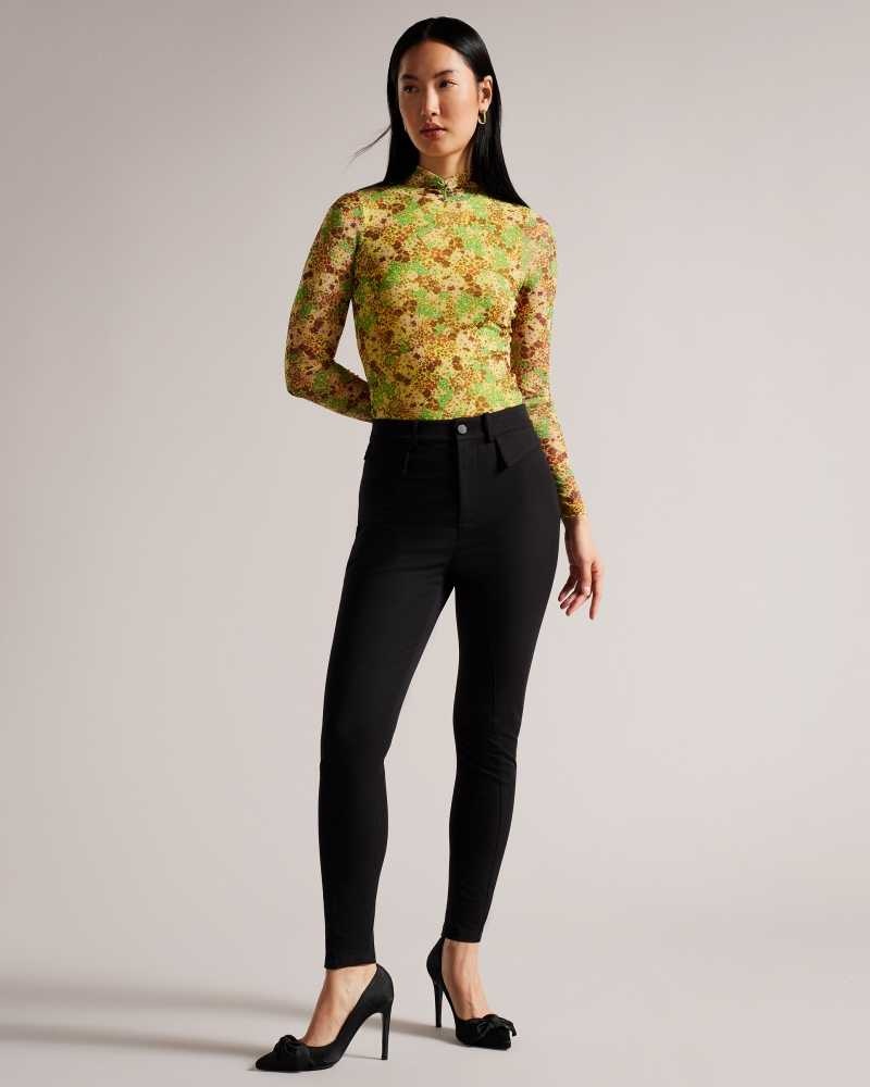 Black Ted Baker Tesia Panelled Trousers | ZA0001508