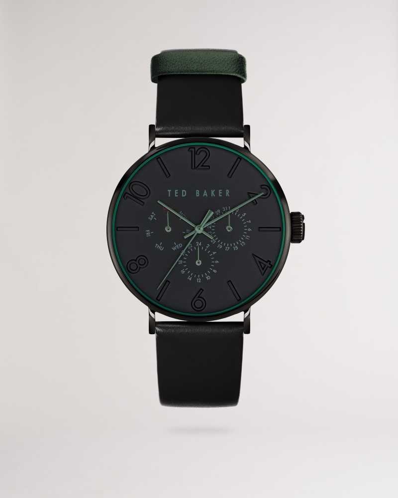 Black Ted Baker Timene Black Smooth Leather Strap Watch | ZA0002089