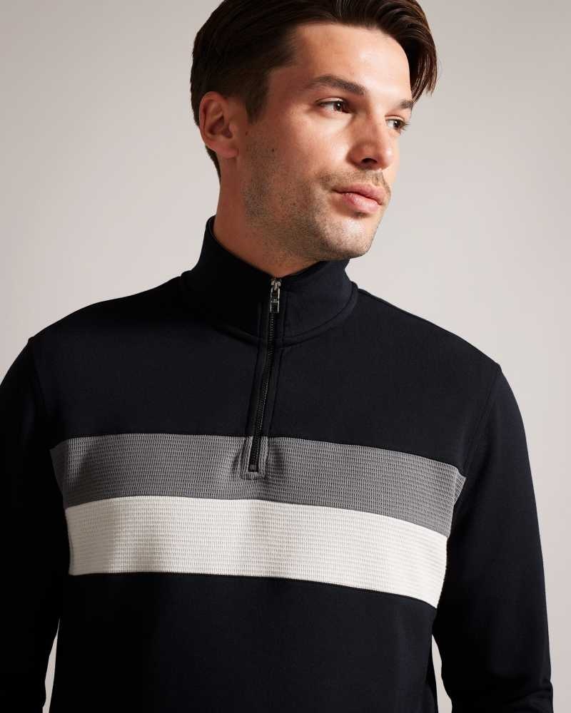 Black Ted Baker Veller Long Sleeve Half Zip Jumper | ZA0000718